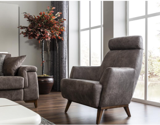 Роскошное кресло-кресло в современном стиле "коктейльное кресло" серого цвета из кожи, совершенно новое.