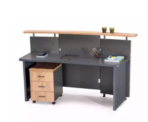 Современная стойка ресепшн с комодом из серого дерева, новая офисная мебель