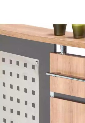 Современная стойка ресепшн с комодом из серого дерева, новая офисная мебель