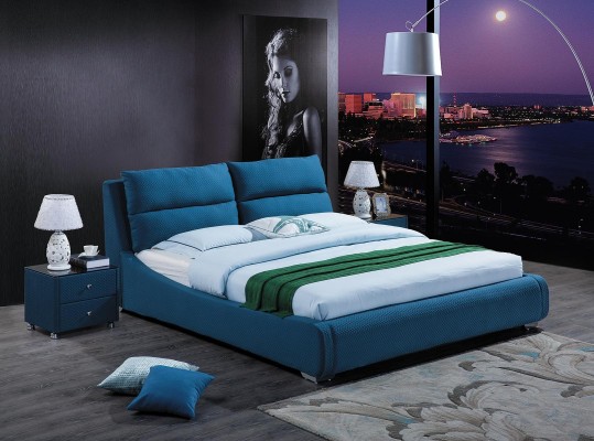 Дизайнерская кровать из кожи для спальни, 3-х частный набор, 2 тумбы, роскошная мебель для спален.