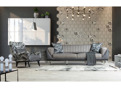 Sofa Garnitur 3+1 Sitzer Wohnzimmer Garnitur Sofa Sessel Sofa Neu Grau