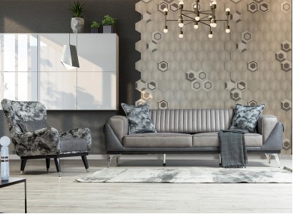 Sofa Garnitur 3+1 Sitzer Wohnzimmer Garnitur Sofa Sessel Sofa Neu Grau