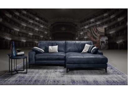 Ecksofa Sofa Wohnzimmer Sofas Leder Luxus L-Form Stil Modern Möbel Blau Neu