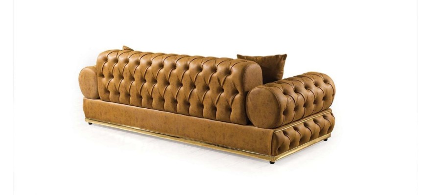 Luxus Chesterfield Sofagarnitur 3+3+1 Sitzer Garnitur Sofa Sessel Sofas Leder