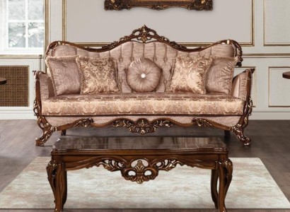 Sofa 3 Sitz Klassischer 3er Stoff Dreisitzer Sofas couch Wohnzimmer Barock Stil