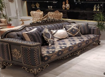 Sofa 3 Sitzer Möbel Stoff Dreisitzer Sofas Luxus Wohnzimmer Barock Stil 3er Neu