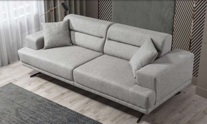 Sofa 3 Sitzer Sofas Leder Dreisitzer Sitz Polster Design Wohnzimmer Modern Grau