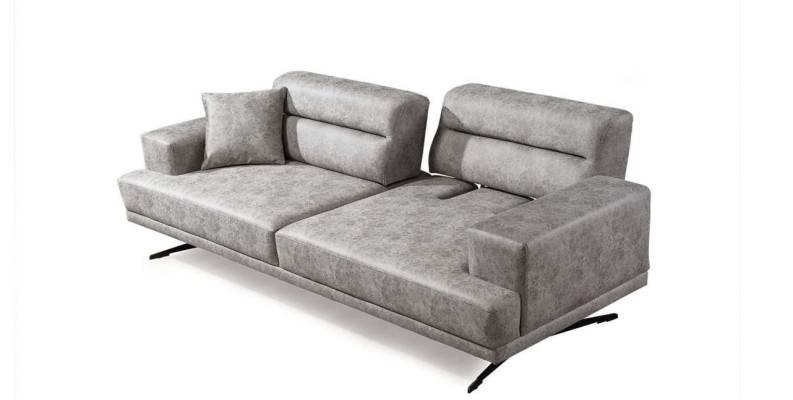 Sofa 3 Sitzer Sofas Leder Dreisitzer Sitz Polster Design Wohnzimmer Modern Grau