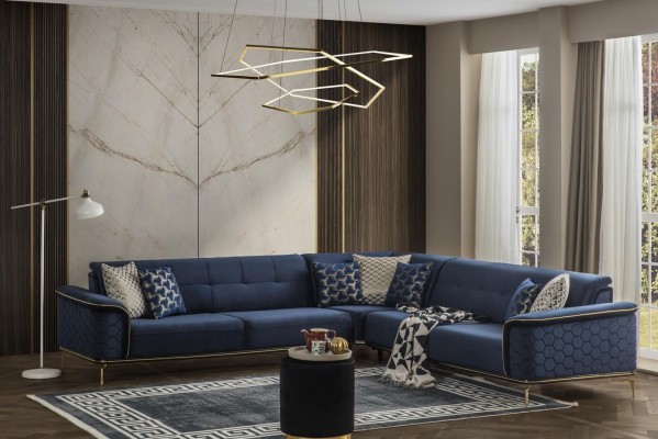 Роскошный угловой диван Royal Blue Velvet Couch Corner Sofa Couch Living Room New