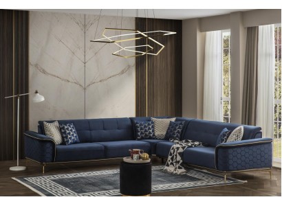 Роскошный угловой диван Royal Blue Velvet Couch Corner Sofa Couch Living Room New