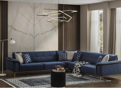 Роскошный угловой диван Royal Blue Velvet Couch Corner Sofa Couch Living Room New