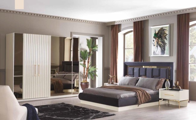 Роскошный набор спальни Кровать Мебель Текстиль Шкаф Кровати Тумбочка 4 шт.