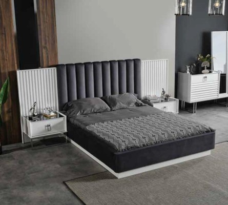 Полный набор для спальни: кровать, прикроватный столик, шкаф, комод, дизайн, 5 предметов.