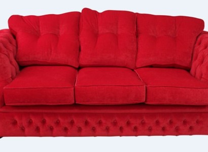 Диван на троих с обивкой из красной ткани Chesterfield для гостиной