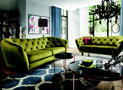 Chesterfield 3+2 Диванная группа, обитая тканью, дизайнерская.
