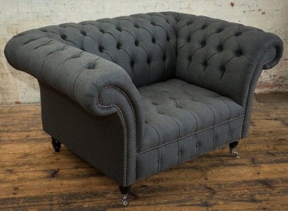 Диван-кресло Chesterfield дизайн, обивка из ткани, роскошный полуторный диван #111