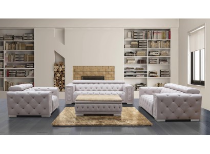 Набор диванов Chesterfield из кожи, 3+2+1, дизайн, новый 9914.