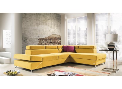 Ecksofa Stoff L-Form Bettfunktion Couch Design Polster Textil Eck Modern Gelb