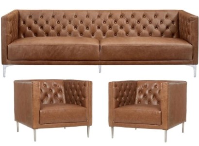 Braun Chesterfield 2 кресла кожа Современный дизайн диван Новая креативная мебель дивана Набор