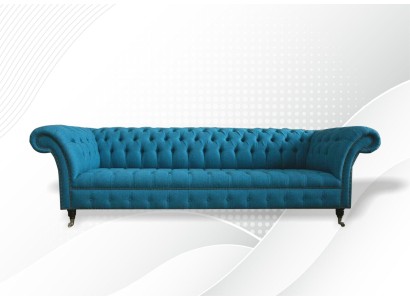 Синий диван Chesterfield xxl большого размера 265 см, обитый вельветом, мягкие диваны для 4 человек из ткани.