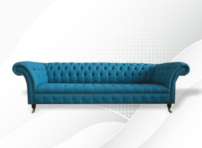 Синий диван Chesterfield xxl большого размера 265 см, обитый вельветом, мягкие диваны для 4 человек из ткани.