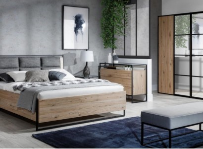 Schlafzimmer Set Beige Кровать 2x Тумбочки Комод Шкаф Новый 5 предметов.