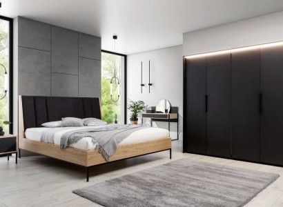 Schlafzimmer Set Бежевая Кровать 2x Тумбы Шкаф Туалетный столик Роскошь Новый 5 предм.