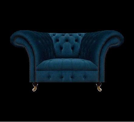 Синий однместный честерфильд кресло-дизайнер для гостиной.