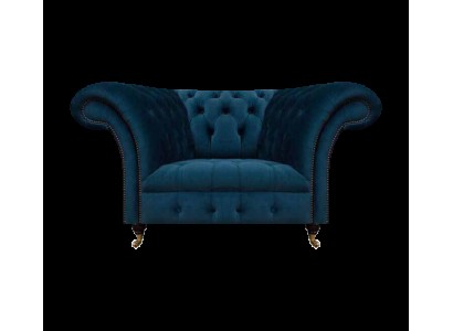 Синий однместный честерфильд кресло-дизайнер для гостиной.