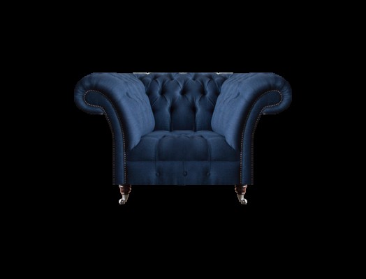 Синий кресло Честерфилд для гостиной одноместное. Изысканные предметы мебели роскоши.