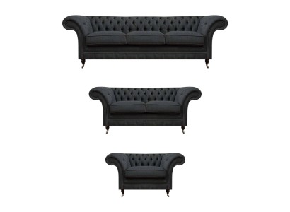 Elegante Graue Chesterfield Wohnzimmer Sofas Designer Couchen 3tlg Set