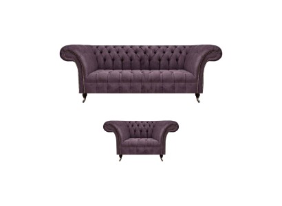 Chesterfield фиолетовый гостиная гарнитур Элегантный 3-местный текстильный кресло