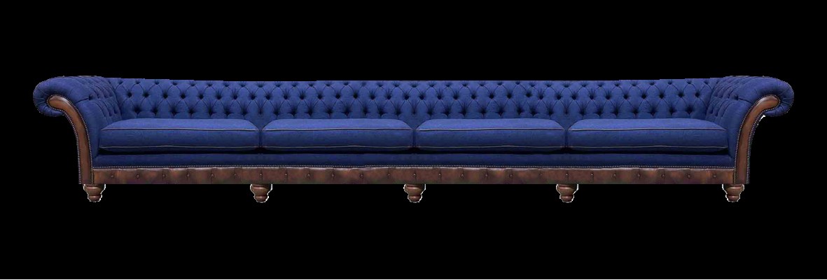 Синий четверть Вестер Chesterfield гостиная четырёхместный диван. Эксклюзивная обивка.