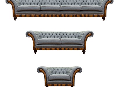 Chesterfield Светло-серые диваны Дизайнер 4-местный 2-местный кресло