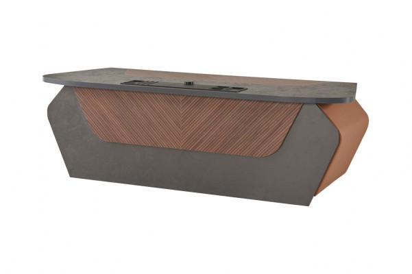 Офисный стол коричневый серый двухцветный современный дизайн прямоугольный письменный стол