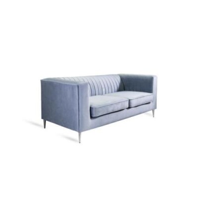 Sofa 2 Sitzer Grau Elegantes Modern Luxus Design Holz Möbel Polster Stoff Neu