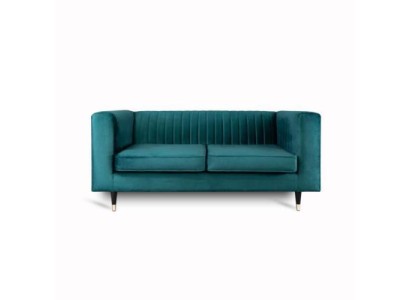 Sofa 2 Sitzer Grün Elegantes Modern Luxus Design Holz Möbel Polster Stoff Neu