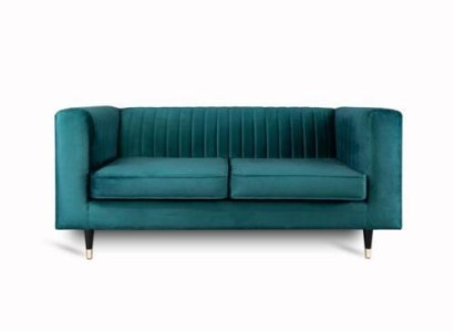 Sofa 2 Sitzer Grün Elegantes Modern Luxus Design Holz Möbel Polster Stoff Neu