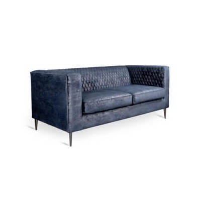 Sofa 2 Sitzer Blau Elegantes Modern Luxus Design Holz Möbel Polster Stoff Neu