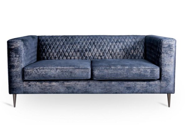 Sofa 2 Sitzer Blau Elegantes Modern Luxus Design Holz Möbel Polster Stoff Neu