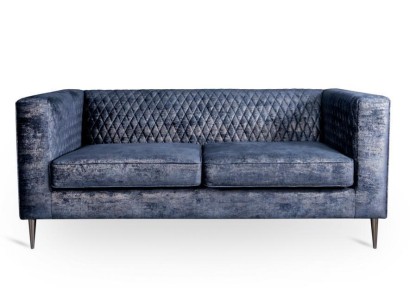 Sofa 2 Sitzer Blau Elegantes Modern Luxus Design Holz Möbel Polster Stoff Neu