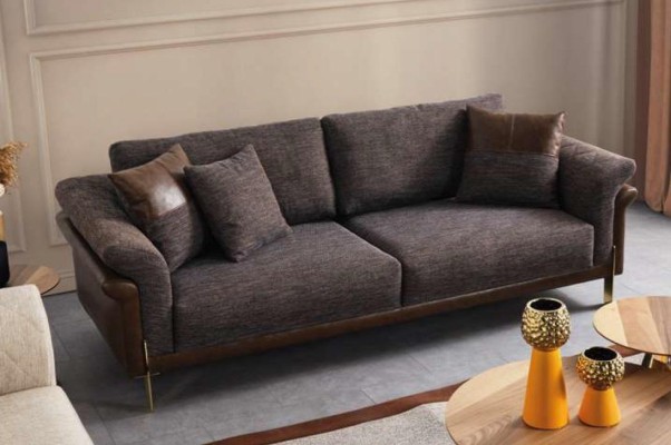 Sofa 3 Sitzer Grau Wohnzimmer Klassische Design Elegantes Stil 230cm