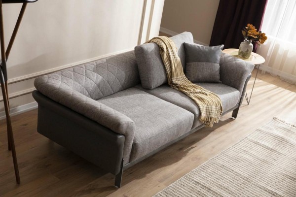 Sofa 3 Sitzer Grau Wohnzimmer Klassische Design Elegantes Stil 230cm