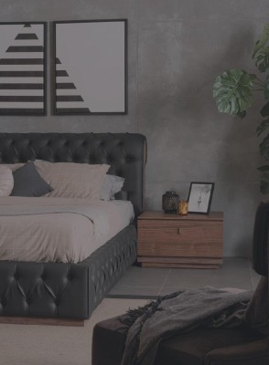 Кровать Шкаф 2x Тумбочка Роскошная Спальня Обивка Дизайн Новый