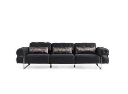 Sofa 3 Sitzer Dreisitzer Textil Luxus Möbel Design Couch schwarz