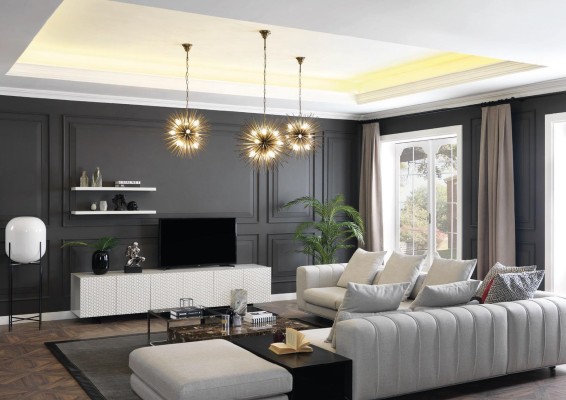 Роскошный телевизионный шкаф для телевизора в гостиной.