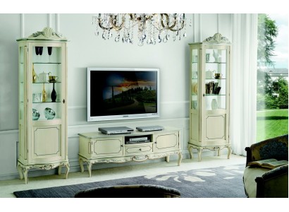 Luxus Wohnwand 3tlg rtv 2x Vitrine Design Italienische Möbel Wohnzimmer Barock Stil