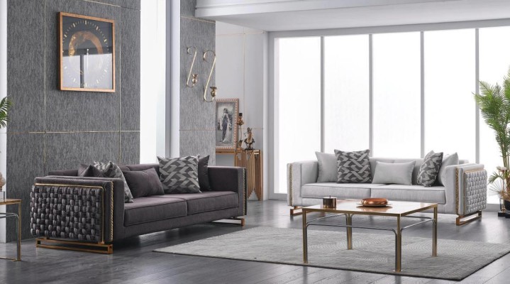 Modern Sofa Set 2 tlg Wohnzimmer Luxus Sofagarnitur 3+3 Sitzer Möbel