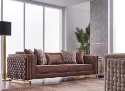 Sofa Couch 3 Sitzer Braun Dreisitzer Sofas Couchen 245cm