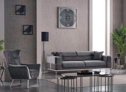 Sofa Set 2 tlg Wohnzimmer Komplett Sofagarnitur 3+1 Sitzer Polster Möbel Textil